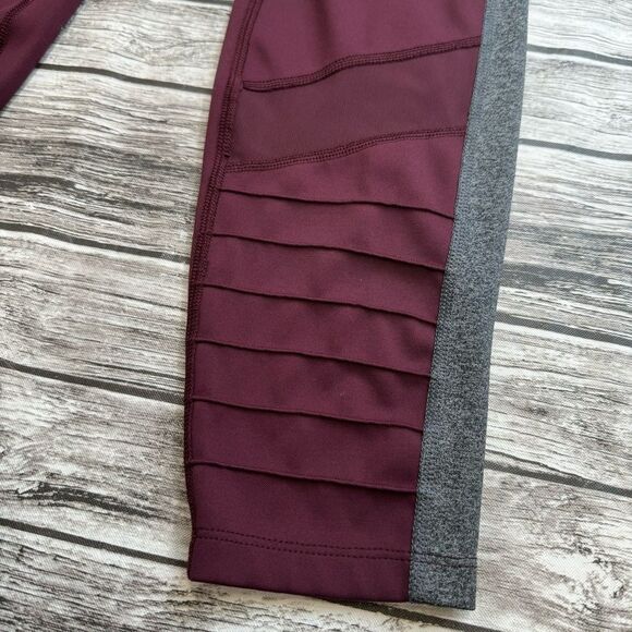 Brand Unknown Women's Moto Mesh Workout Leggings Maroon Grey Gray M Med Medium - Picture 6 of 10